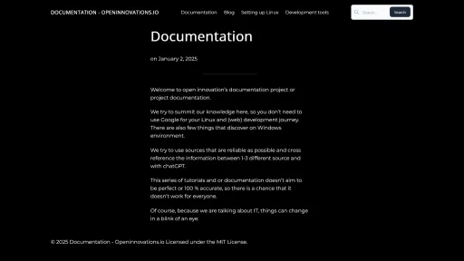 reference of openinnovation's documentation project