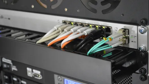 Network cables connected to the server